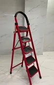 Red 5-Step Folding Steel Ladder - 1