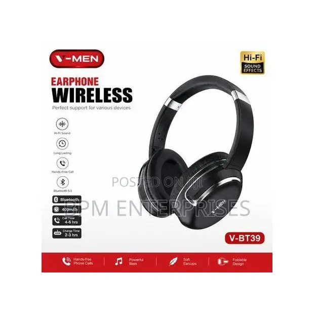 VMEN V-BT39 Wireless Headphones - Hi-Fi Sound Bass - 1