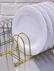 Metallic Gold 7 Slot Plate Holder Dish Drying Organizer - 1
