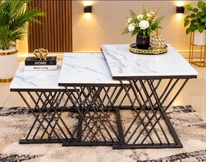 Modern 3-in-1 Executive Square Pure Marble Table