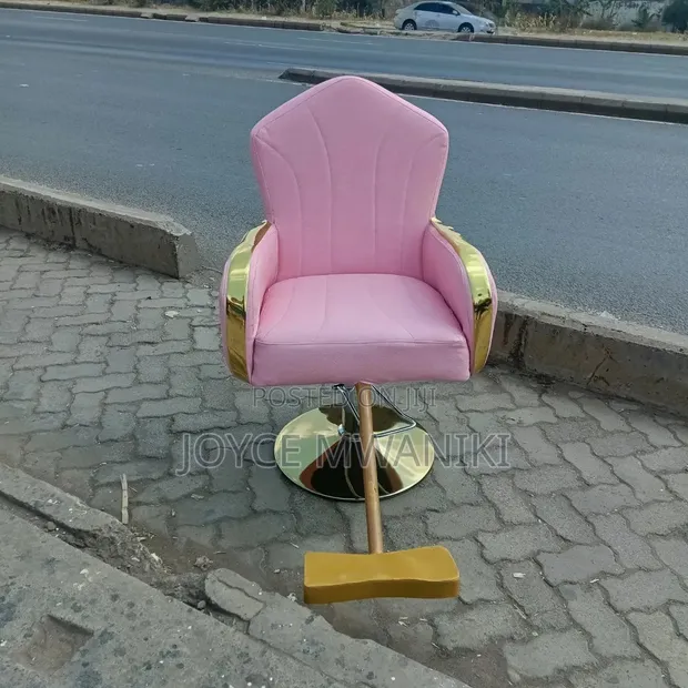 Salon Styling Chair - Baby Pink with Hydraulic Lift & Legrest - 1