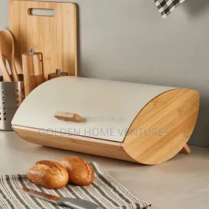 Sanduku la Mkate la Mianzi na Kifuniko cha Roll Top