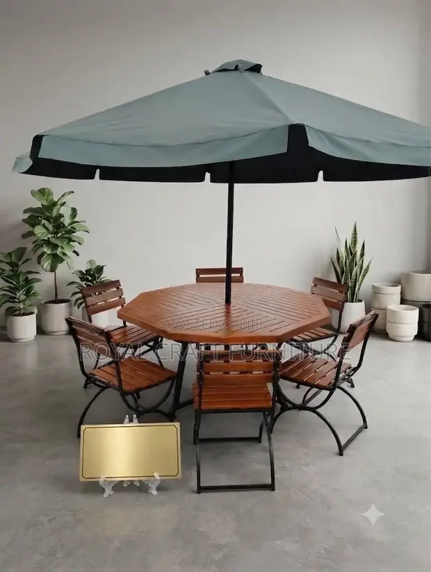 RoyalCraft 6-Seater Hardwood Garden Suite with Umbrella - 1