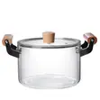 3.5L Borosilicate Glass Cooking Pot with Wooden Handle - 2