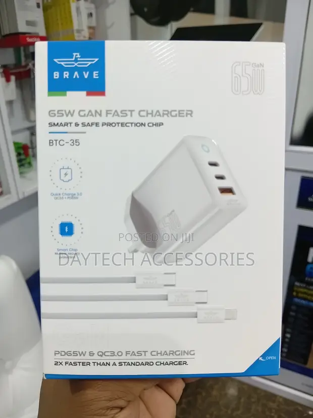 Brave 65W BTC-35 GaN Fast Charger - White - 1