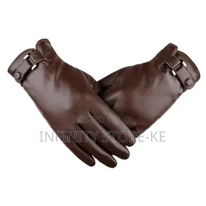 Men's Free Size Warm Thermal Winter Gloves - Brown