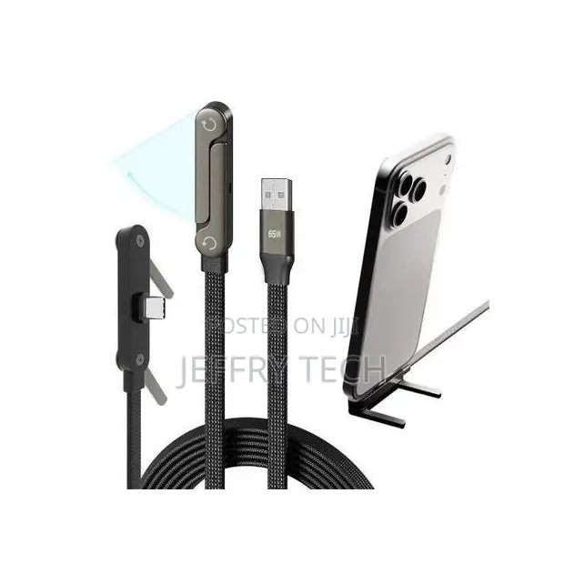 60W USB-A to USB-C Fast Charging Cable with 180° Rotatable Stand - 1