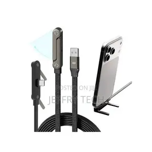 60W USB-A to USB-C Fast Charging Cable with 180° Rotatable Stand