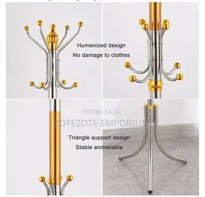 Stainless Steel Standing Coat Rack - 16 Hooks