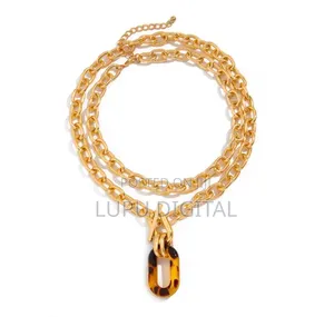 2-in-1 Detachable Chunky Leopard Hoop Necklaces