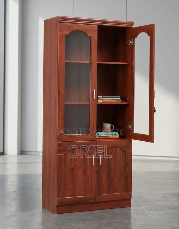 2-Door Mahogany Wooden Office Cabinet - 1