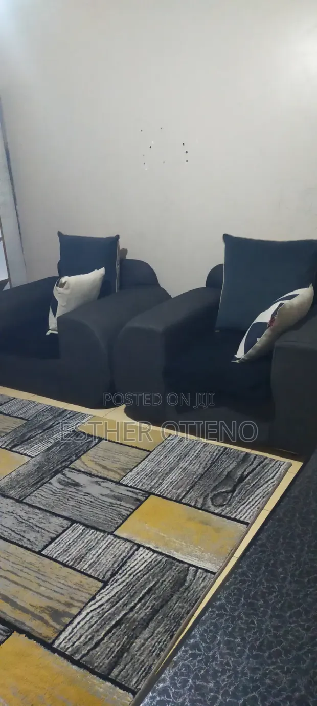 Used Gray Fabric Sofa Set - 5 Seater - 1