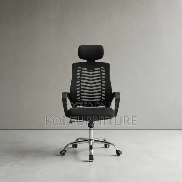 Kiti cha Ofisi cha Ergonomic chenye Headrest ya Juu na Chrome Star Base - 1