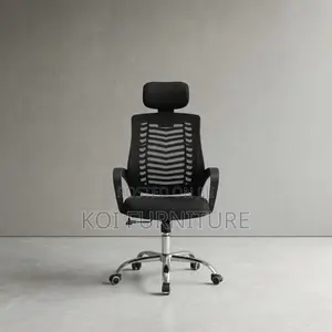 Kiti cha Ofisi cha Ergonomic chenye Headrest ya Juu na Chrome Star Base