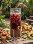 5L Fluted Glass Drink Dispenser na Msingi wa Mbao - 1