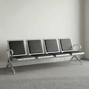 Upholstered Four Seater Leather Reception Bench