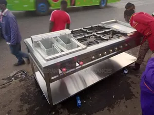 Stainless Steel Commercial Cooker - 4 Burners, Fryers, Griddle