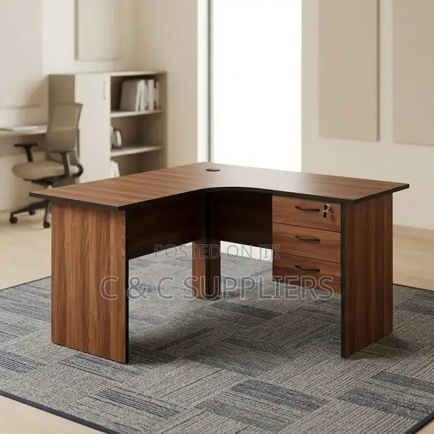 Brown Cherry Curved Study Desk - 120cm - 1