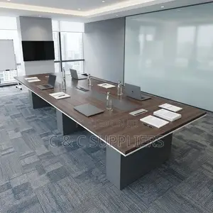 6.0m Office Boardroom Table - Brown Wood