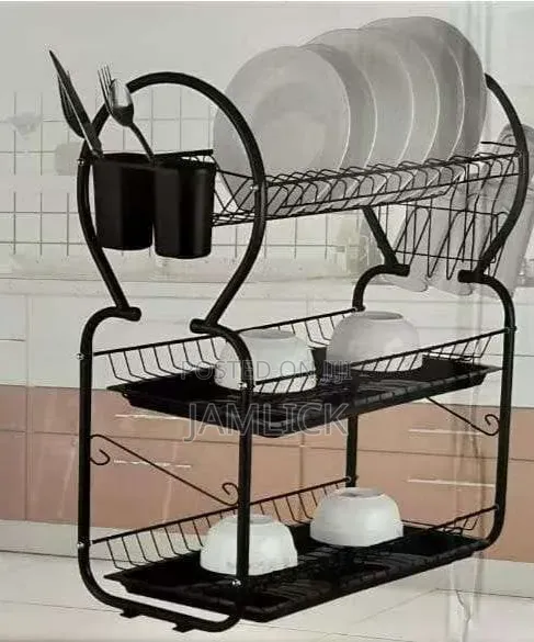 Black 3-Layer Dish Rack - 1