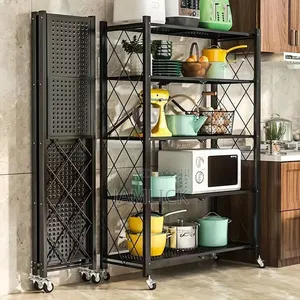 5-Tier Collapsible Kitchen Rack with Wheels