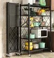 5-Tier Collapsible Kitchen Rack with Wheels - 2