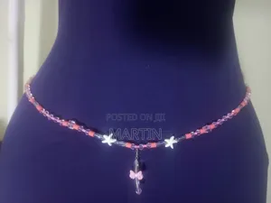 Custom Waistbeads - Pink, Blue, Silver with Flowers