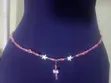 Custom Waistbeads - Pink, Blue, Silver with Flowers - 1