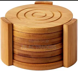 Seti ya Coaster za Mviringo za Mianzi 6