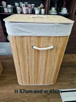 Large Rectangular Bamboo Laundry Basket | 57x41cm - 1