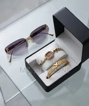 Grace Glamour Trio: Watch, Jewelry & Eyewear Set