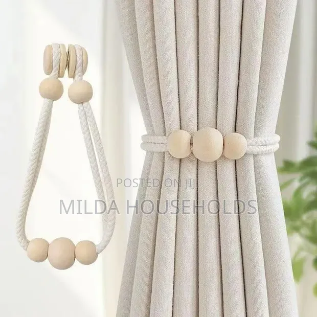 2Pcs Luxury Tassel Beaded Magnetic Curtain Tie Backs - 1