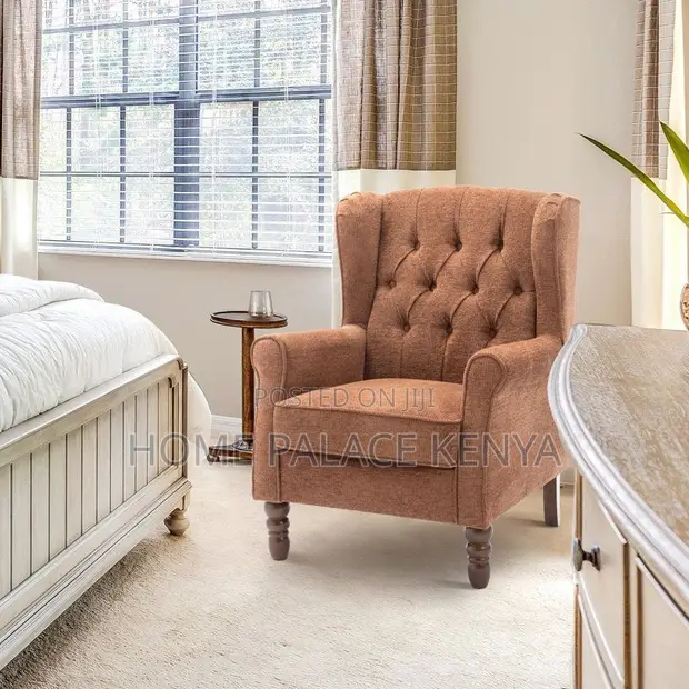 Kiti cha Kuongezea chenye Upholstery na Tufted - Brown - 1