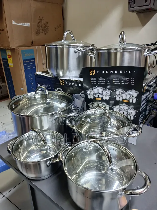 Edenberg 12-Piece Stainless Steel Cookware Set - 1