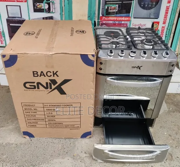 GNIX INOX 60x60 Cooker 3 Gas + 1 Electric Hotplate with Safety Sensor - 1