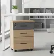 3-Drawer Mobile Wooden Office Cabinet - 1