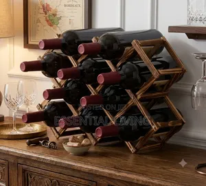 Expandable Rustic Wood 10-Bottle Wine Rack