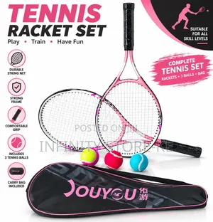 Professional Lawn Tennis Rackets with 3 Balls and Carrier Bag