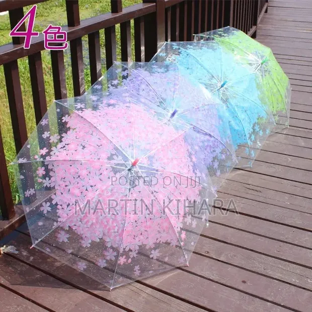 Transparent Umbrella - Flowered & Polka Dot - 1