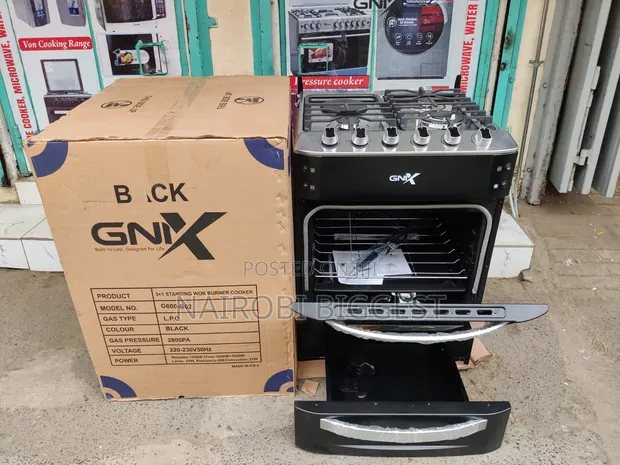 GNIX Black 60x60 Premium 3 Gas + 1 Electric Standing Cooker - 1