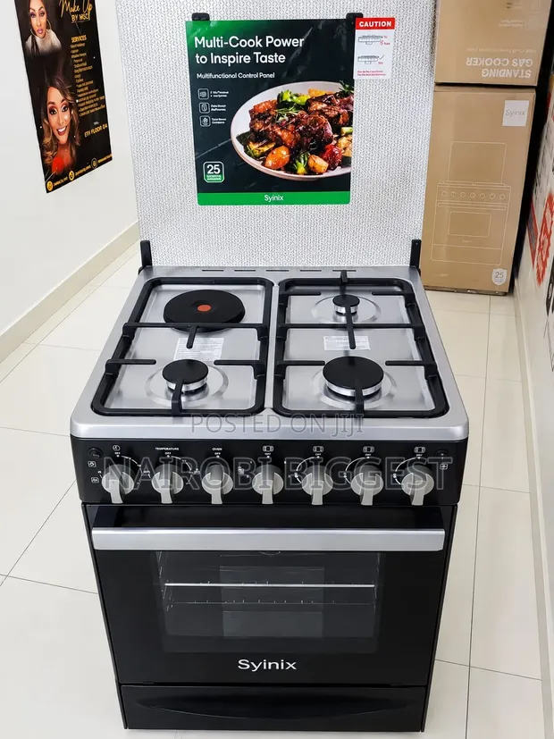 Syinix 60x60 Standing Cooker (Q60GC3) - 3 Gas Burners + 1 Rapid Plate - 1