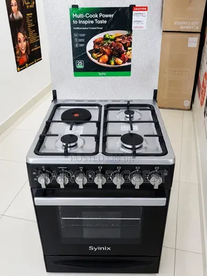 Syinix 60x60 Standing Cooker (Q60GC3) - 3 Burners za Gesi + 1 Rapid Plate