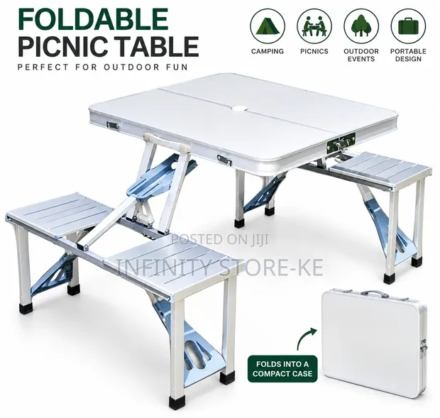 Foldable Picnic Table with Benches - 1