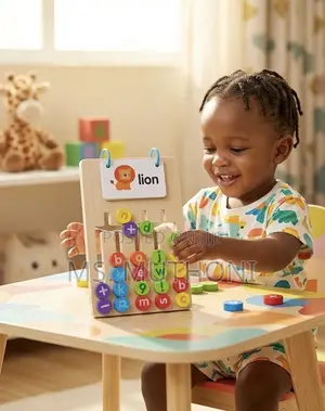 Montessori Wooden Word Puzzle & Color Matching Brain Teaser