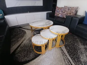 Seti ya Meza 4 za Kahawa za Duara za Marumaru