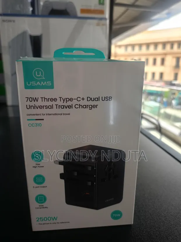 USAMS 70W Universal Travel Charger 5-Porti (3x USB-C, 2x USB-A) - 1