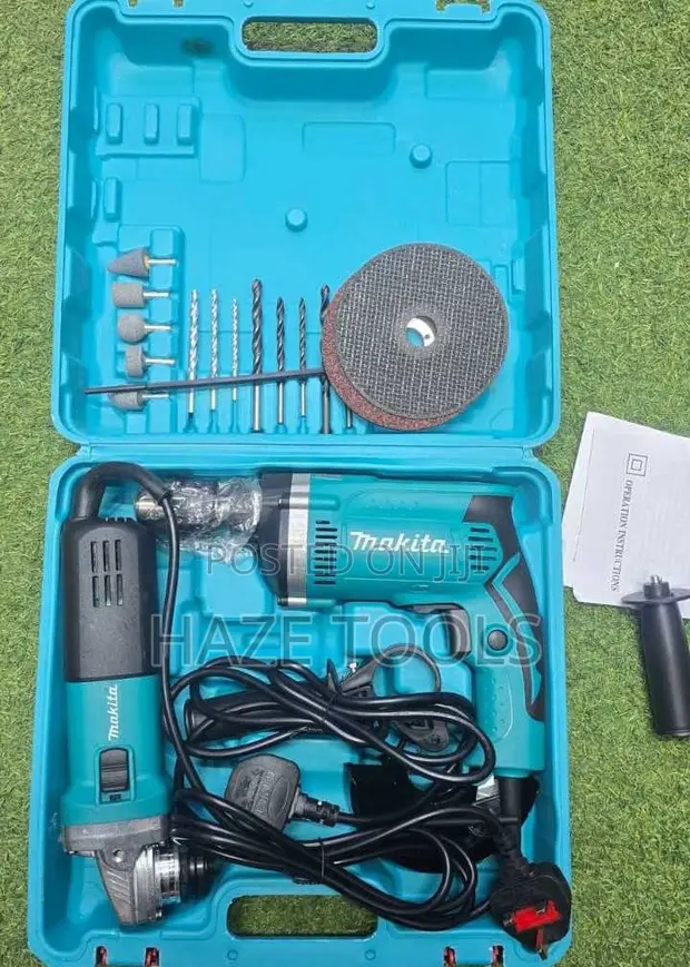 Makita Electric Drill & Angle Grinder Combo Kit - 1