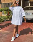 Oversized White Tshirt Dress - 1