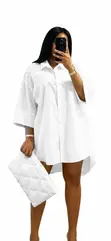 Oversized White Tshirt Dress - 4