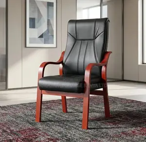 Kiti cha Wageni cha Ngozi na Fremu ya Mahogany, Mkono wa Kati